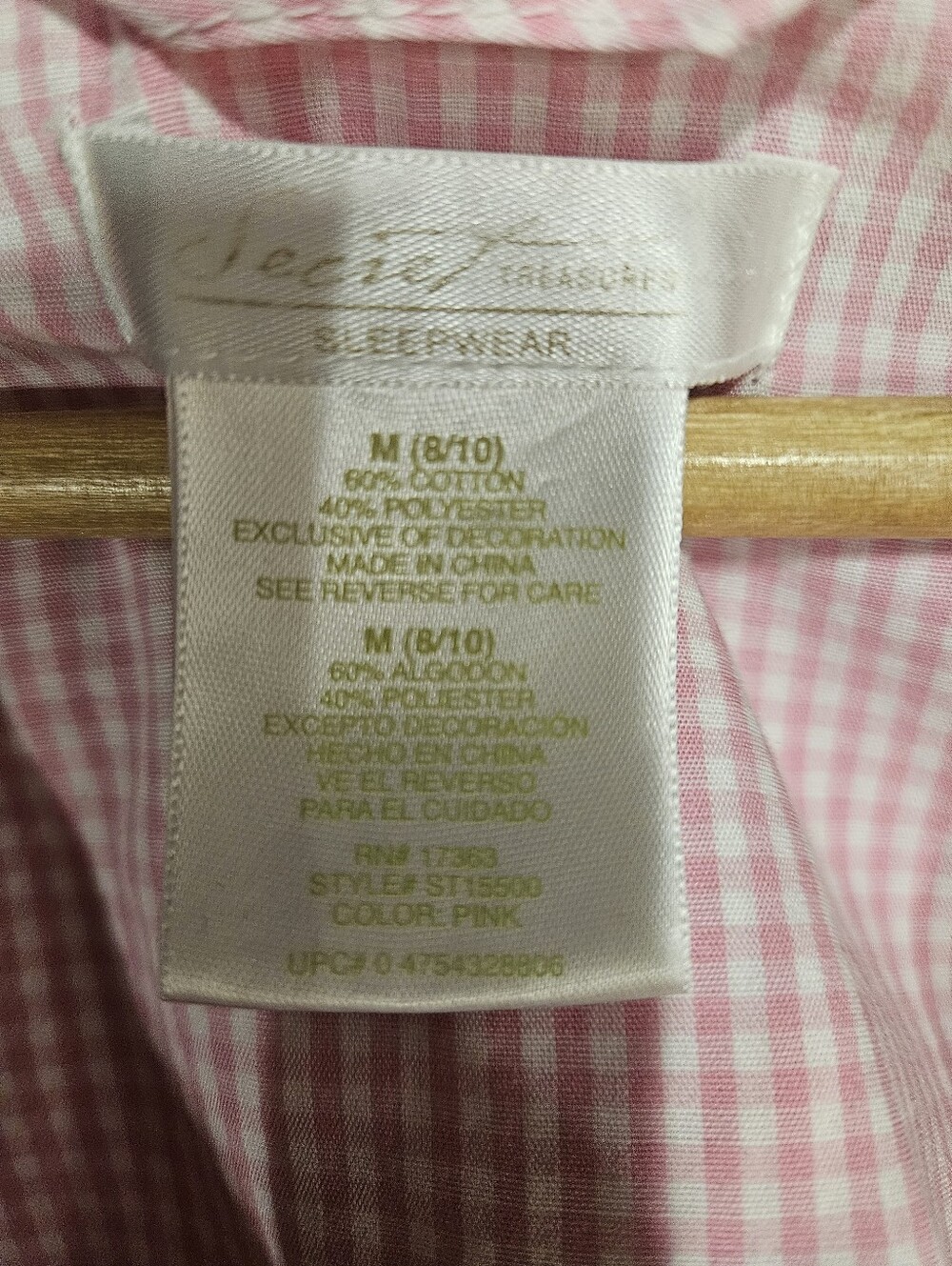 Secret Treasures Pink Gingham Robe Medium Cottagecore Eyelet Lace Wrap - Picture 5 of 9